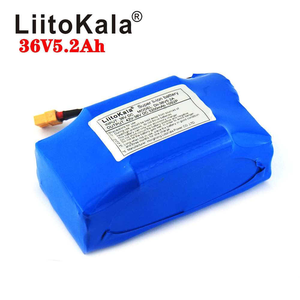 Liitokala 36v 5.2ah 4.4ah genopladeligt li-ion batteripakke lithium-ion til elektrisk selvbalance scooter hoverboard enhjulet