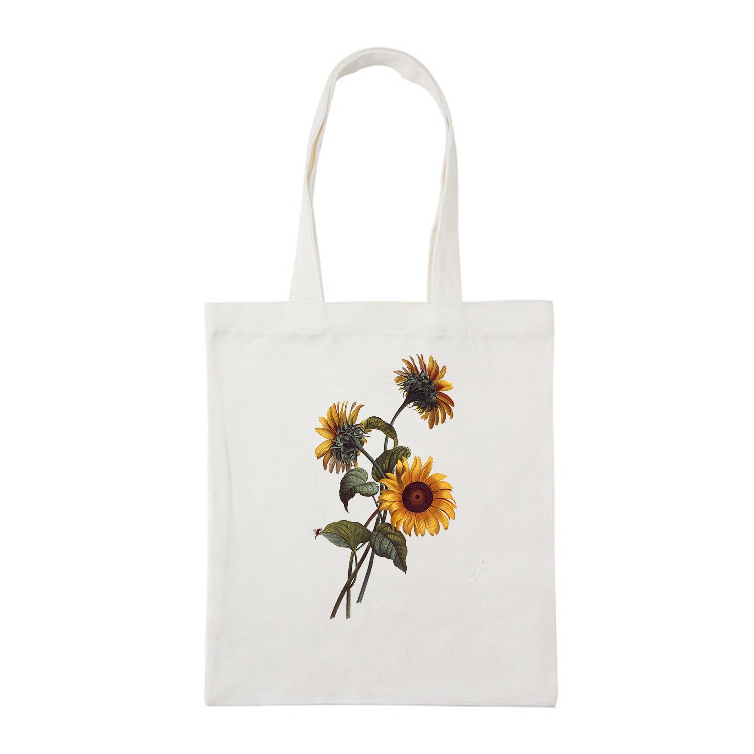 Dames boodschappentas dames canvas schoudertas eco tas herbruikbare tas shopper tassen studenten boekentas bloem plant melodie: B21-36 witte