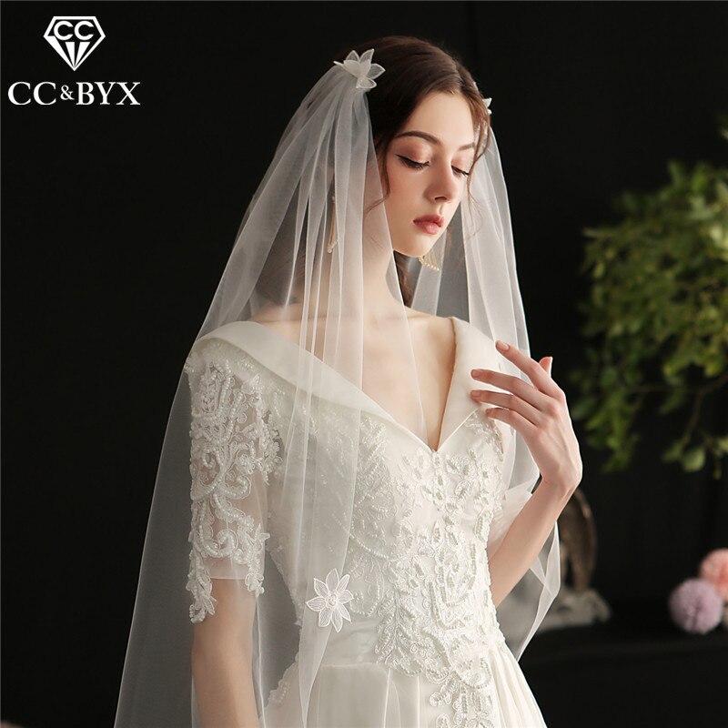 CC Haar Schleier 100% Handgemachte Luxus Hochzeit Zubehör für Braut Frauen Heiraten Kopfschmuck Schleier Mit Kämme Blume bilden DIY V649