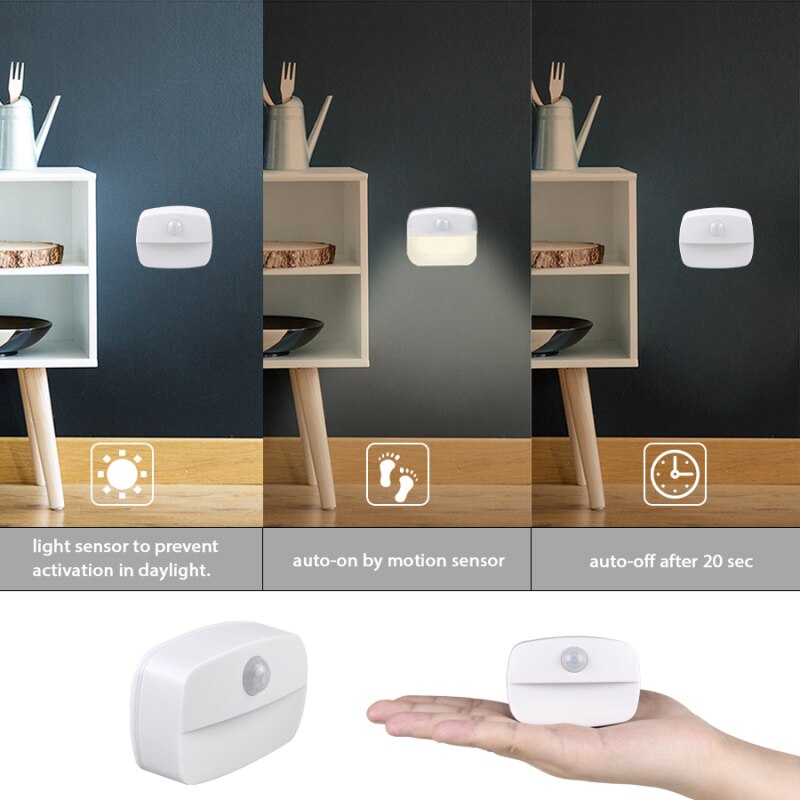 Sensor de movimiento inalámbrico PIR Auto luces LED de noche pasillo armario escalera lámparas de habitación Electrónica Inteligente casa inteligente
