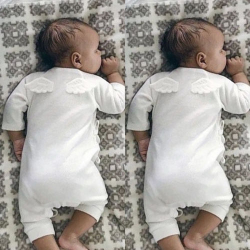 0-24M bebé recién nacido ropa para bebé (niño o niña) de Color sólido ala trasera poco mameluco del Ángel mono ropa de bebé ropa