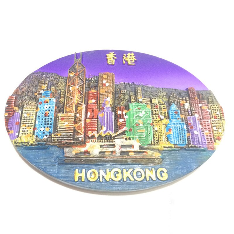 3d Fridge Magnet China Hong Kong World Tourism Fridge Sticker Refrigerator Stickers Decoration Resin Fridge Magnets