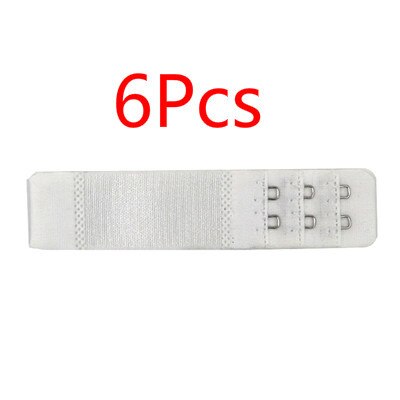 6pcs Women Soft Bra Extender 2 Hooks Buckle Expander Elastic Adjustable Belt Clasp Straps Increase Intimates Size Sewing Tool: White