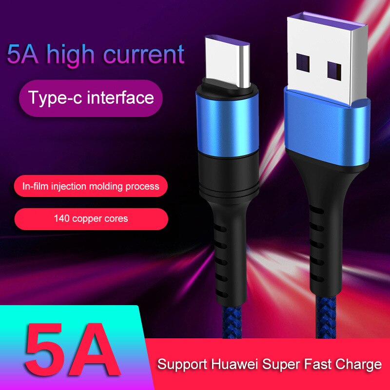 5a type c usb-kabel supersnel opladen voor huawei mate 20 p30 p20 pro  qc2.0 qc3.0 qc4.0 snel opladen telefoonkabel type-c usb-draad