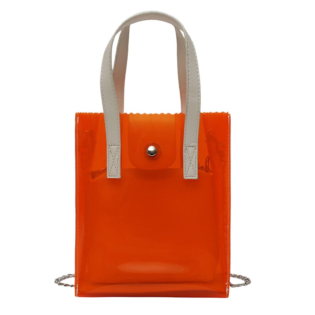 Stuks vrouwen Mode Jelly Transparante Tas Diagonaal Crossbody Tassen Voor Vrouwen Heldere Kleur Kruis Tas Wilde Handtas Damen Taschen: Orange