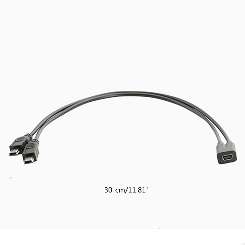 1Pack USB 2.0 Mini 5-pins splitterkabel, spuitgieten USB 2.0 Mini 5-pins vrouwelijk tot dubbele 2 mannelijke omzetter