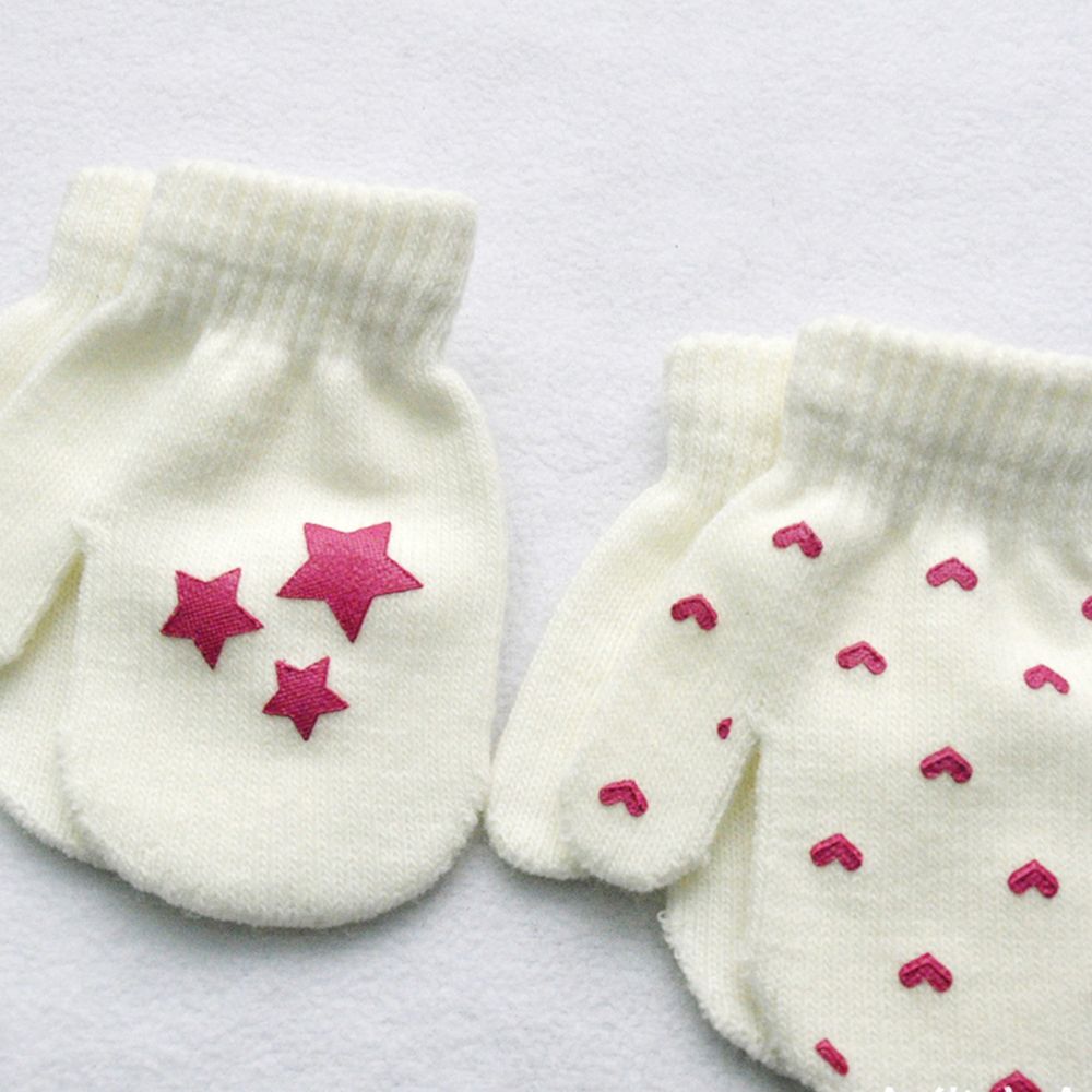 Los niños Punto Corazón estrella patrón mitones suave, de punto cálido guantes niños dedo completa guantes de invierno