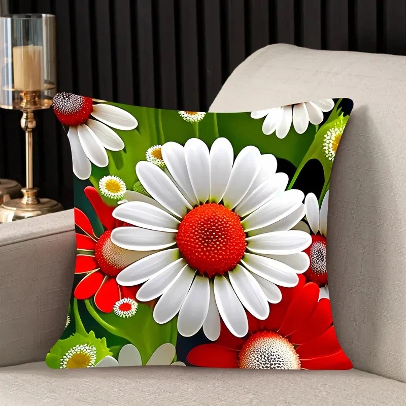 Hermosa funda de almohada con estampado de flores, funda de almohada cuadrada para sofá de coche y cojín de oficina: 470*1200 mm / Verde