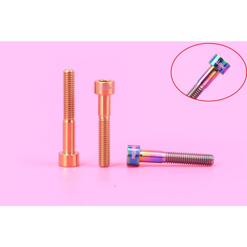 RISK 1pcs M6*30/35/40/50mm Titanium Bike Headset Bolt Bicycle Stem Top Cap Screw for MTB Road Bicycle M6x30mm M6x35 M6x40 M6x50