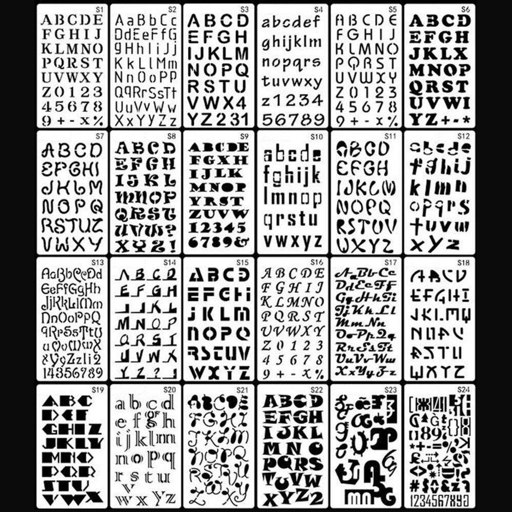 24 Stks/set Alfabet Letters Tekening Sjabloon Stencil Schilderen Embossing Plakboek