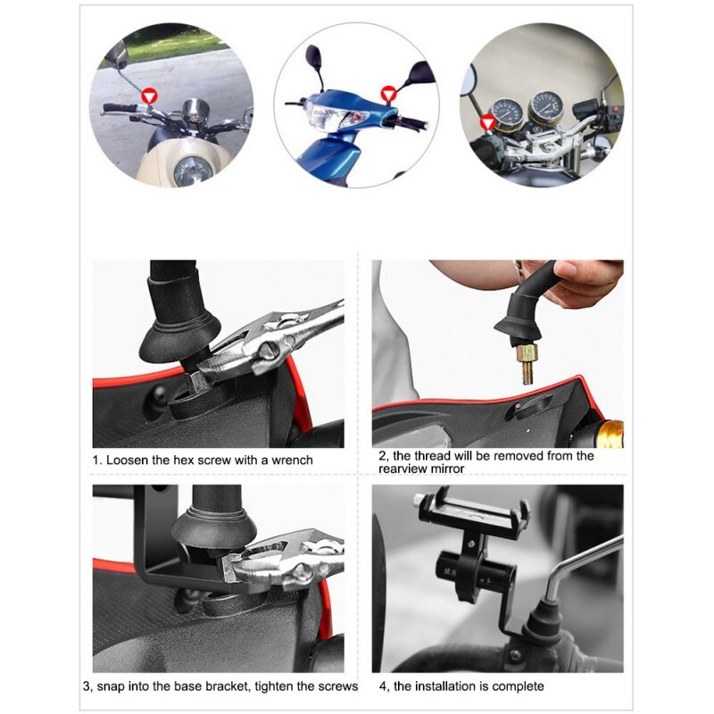 Motocicleta espejo retrovisor montaje extensor soporte abrazadera soporte Bar teléfono palancas múltiples funciones