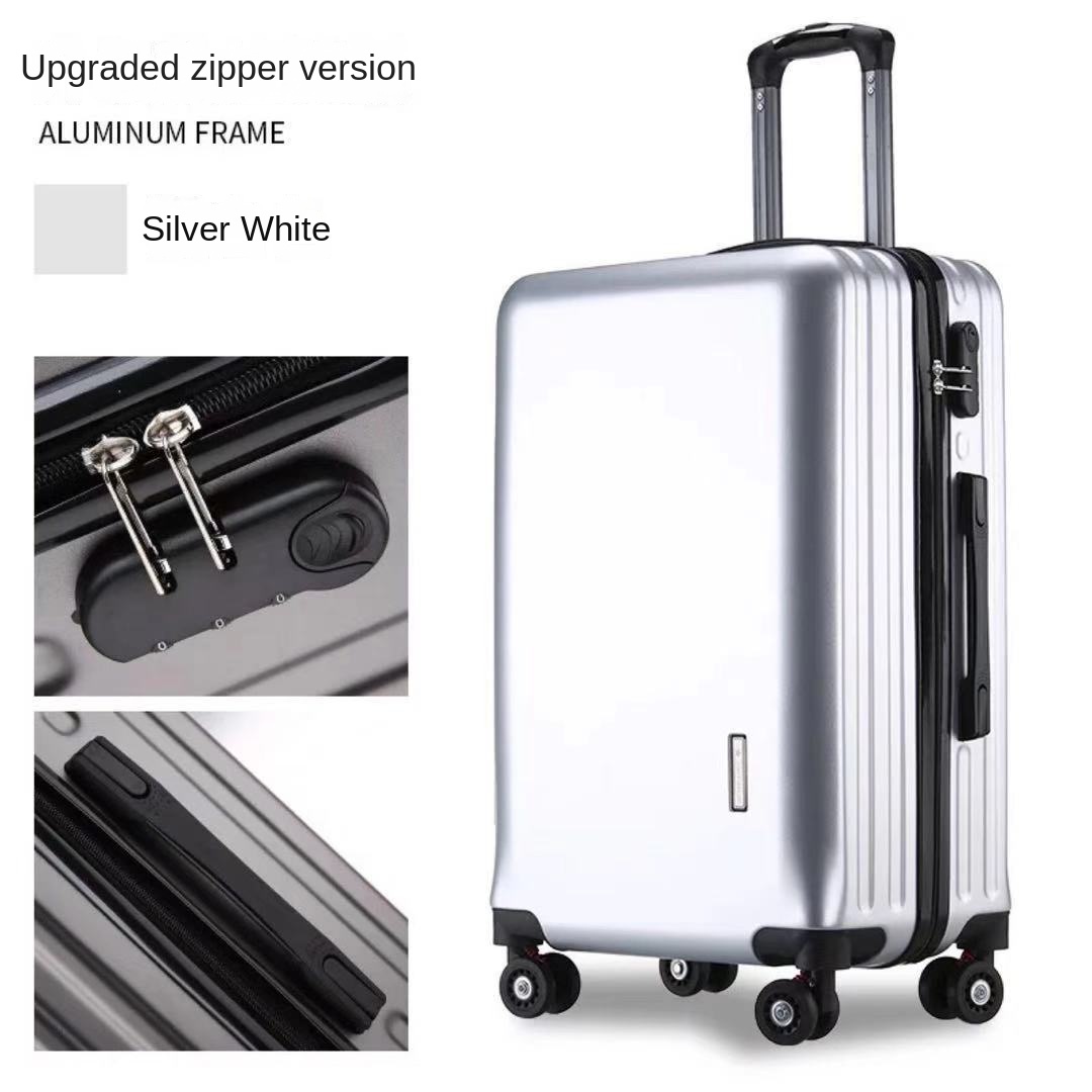 20 22 24 28 inch koffers op wielen Aluminium frame Handbagage Trip Cabine Trolley Reistas Wachtwoordslot Rits: Bruin / 22"