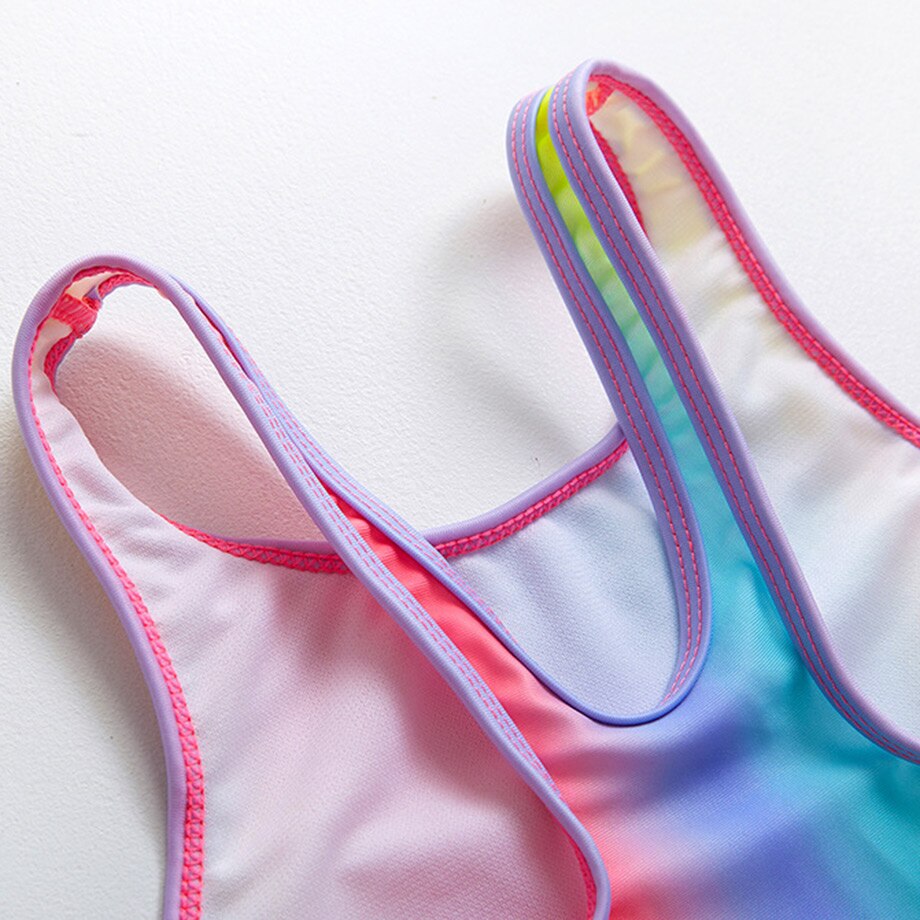 8-16 Years Girl Swimsuit Kids One Piece Teenager Girl Bathing Suit Rainbow Swim Wear Children Swimwear Child Swimming Suit