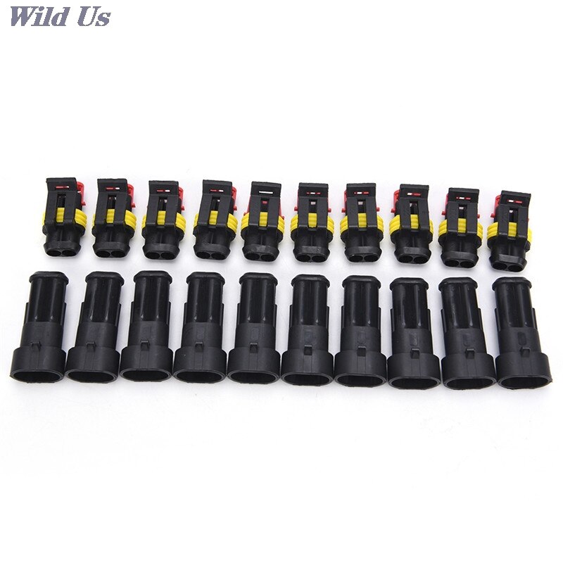 10 Kits/lot 2 Pin Way Sealed Waterproof Electrical Wire Connector Plug Car Auto Sets