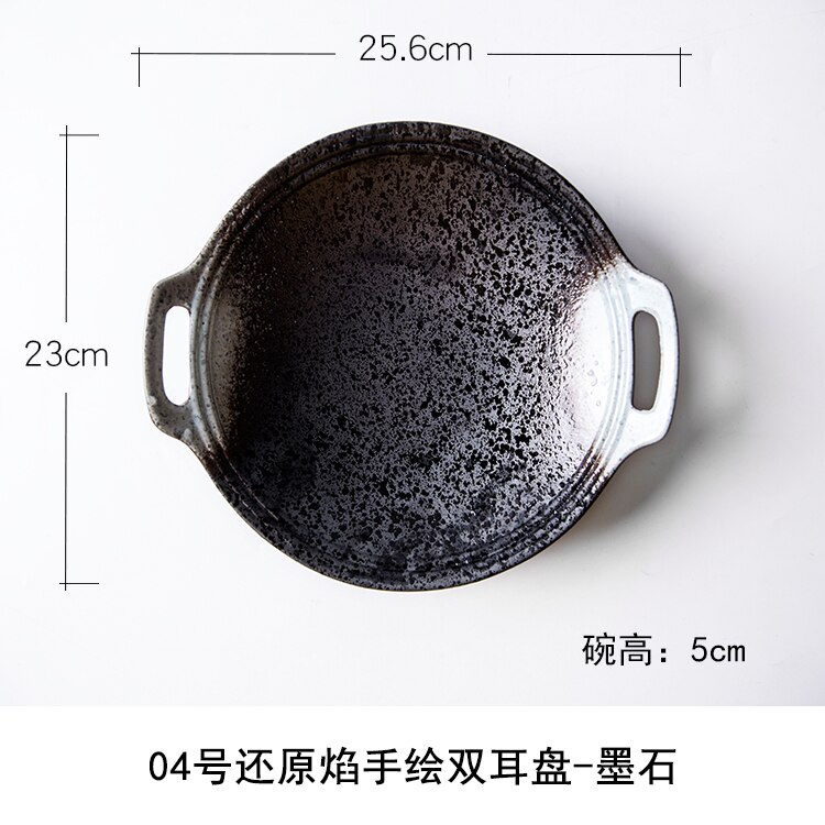 Bone China Food Plate Dinnerware Hand-Painted Ceramic Pottery Tableware Round Bina Dish Plate Salad Plate: D