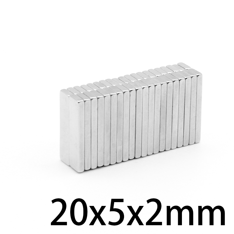 10/20/50/100/150/200 stk 20 x 5 x 2 sterke blokkmagneter  n35 permanente neodymmagneter 20*5*2 rektangulære sjeldne jordarters magneter 20 x 5 x 2mm