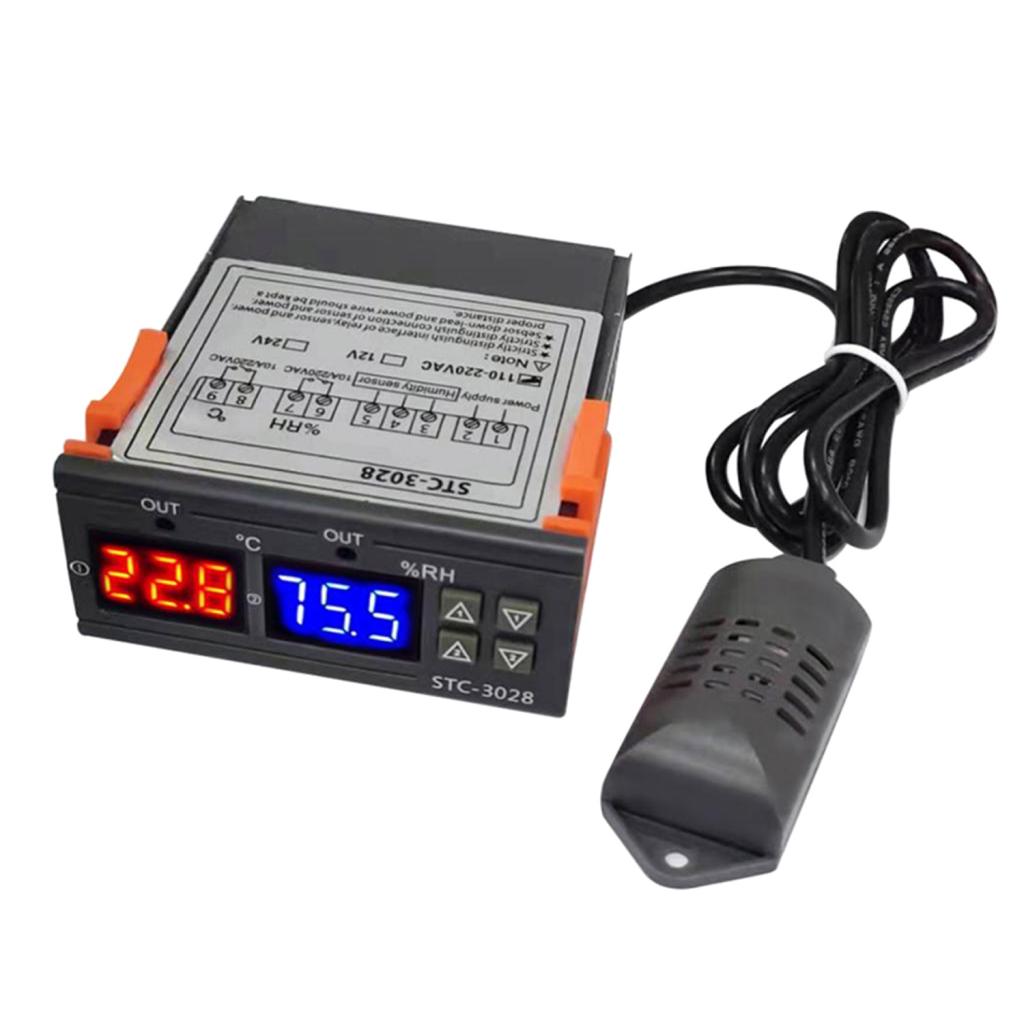 Temperature and Humidity Controller - Pre-Wired Dual Stage Thermostat adn Humidistat for Mushroom Greenhouse Reptile