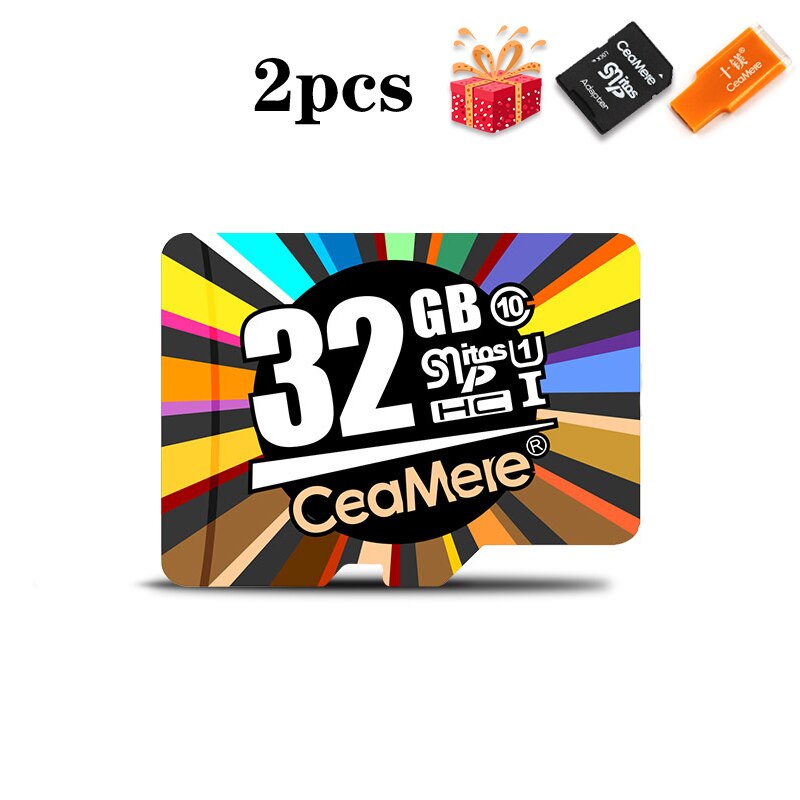 Ceamere 2Pcs Micro Card Class10 8Gb Class6 16Gb/32Gb U1 64Gb/128Gb/256Gb U3 Geheugenkaart Flashgeheugen Micro Tf Voor Smartphone: SM-TF-XC32GB-2pcs