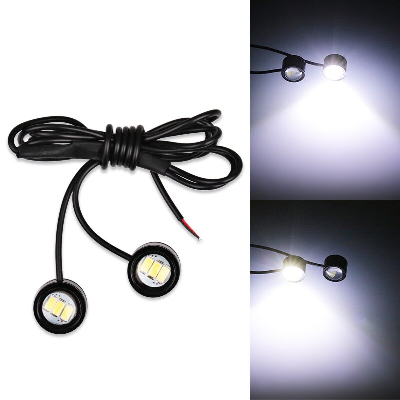 2 Stuks Motorcycle Led Strobe Light Flash Waarschuwing Remlicht 12V Spotlight Fish Eye Lens Lamp Amber Rood Blauw decoratieve Lamp: White Strobe