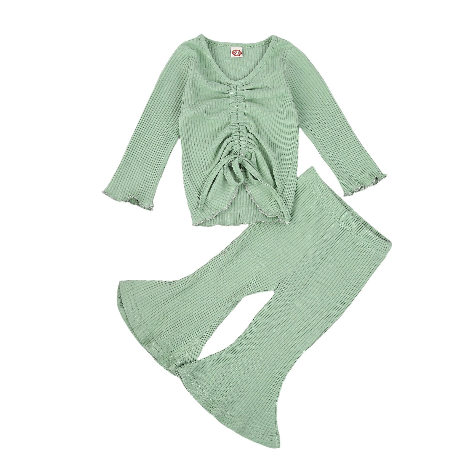 Focus norm-pantalons d'automne pour petites filles, vêtements pour bébés filles, solide, tricoté à nœud papillon, manches longues, évasé hauts Pullover, 3 couleurs: Rose / 2T