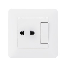 Wall Outlet 2 Hole Universal Power Socket With 1 Gang 2 Way Light Switch Porcelain White Wall Panel G8TB