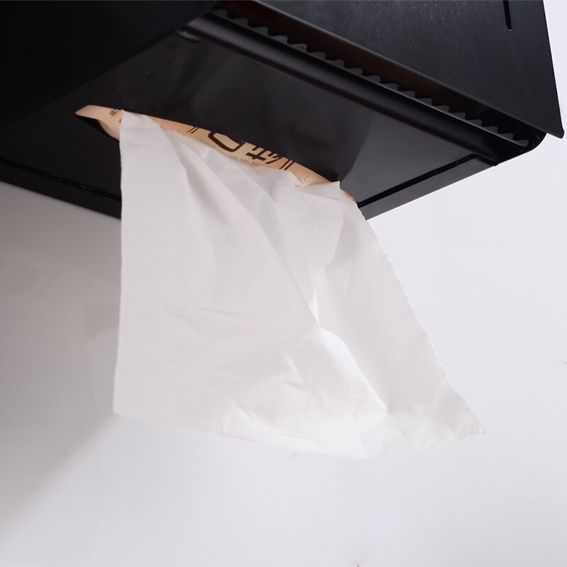 Toalettpappershållare täcker vattentätt aluminiumpapper för pappersrulle med hylla svart pappershanddukshållare väggmonterad