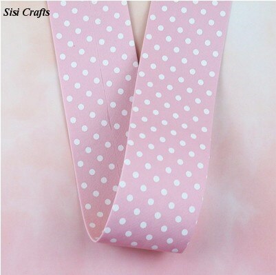 Sisi Crafts 10 25 50mm Print Layering Fabric Tape Grosgrain Ribbon Dots Bias DIY Garment Hair Bow Tie Collar Handmade Accessory: 1 Meter Pink / 25mm