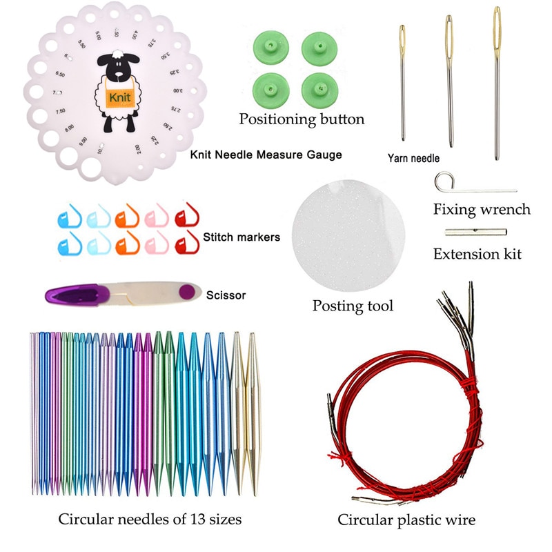 KOKNIT Aluminum Circular Knitting Needles Set 26pc Interchangeable Crochet Needles with Case for Any Crochet Patterns & Yarns