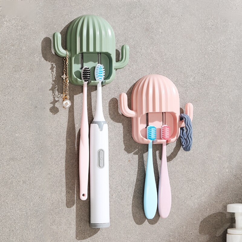 Toothbrush Holder Household Wall-mounted Without Punching Cute Toiletries Rack Free Punch Hanging Cactus Storage Rack