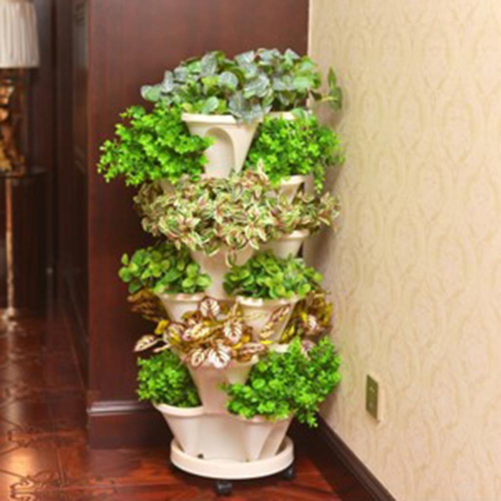 Stackable Flower Pot Non-slip Wide Application Plastic Sturdy Vertical Assorted Space-saving Planter Household Supplies
