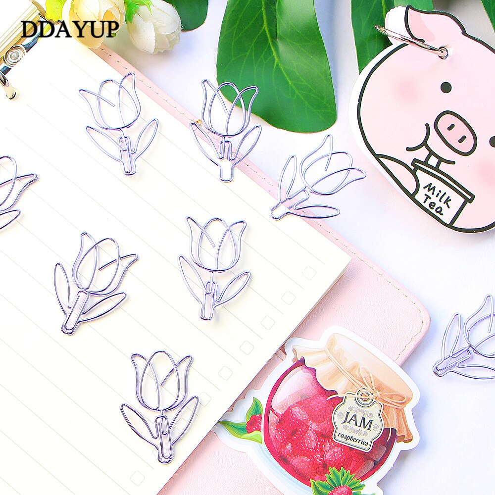 12Pcs/lot Tulip Bookmark Planner Paper Clip Material Escolar Bookmarks for Book Stationery School Supplies