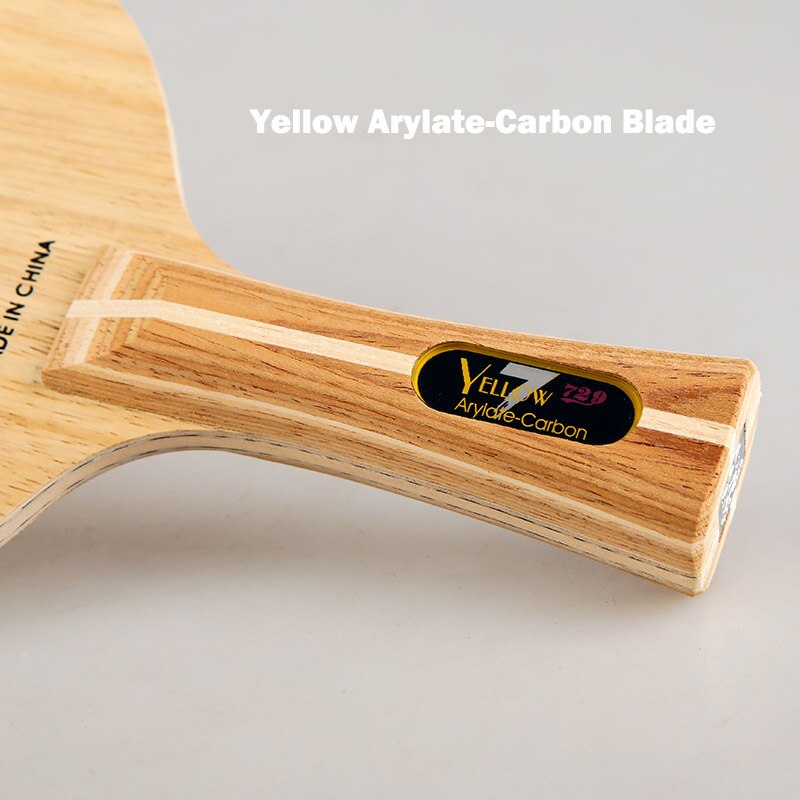 Friendship-Pala de tenis de mesa ALC, paleta de bate de Ping Pong de carbono azul/amarillo Aryl, para ataque rápido con arco, 729