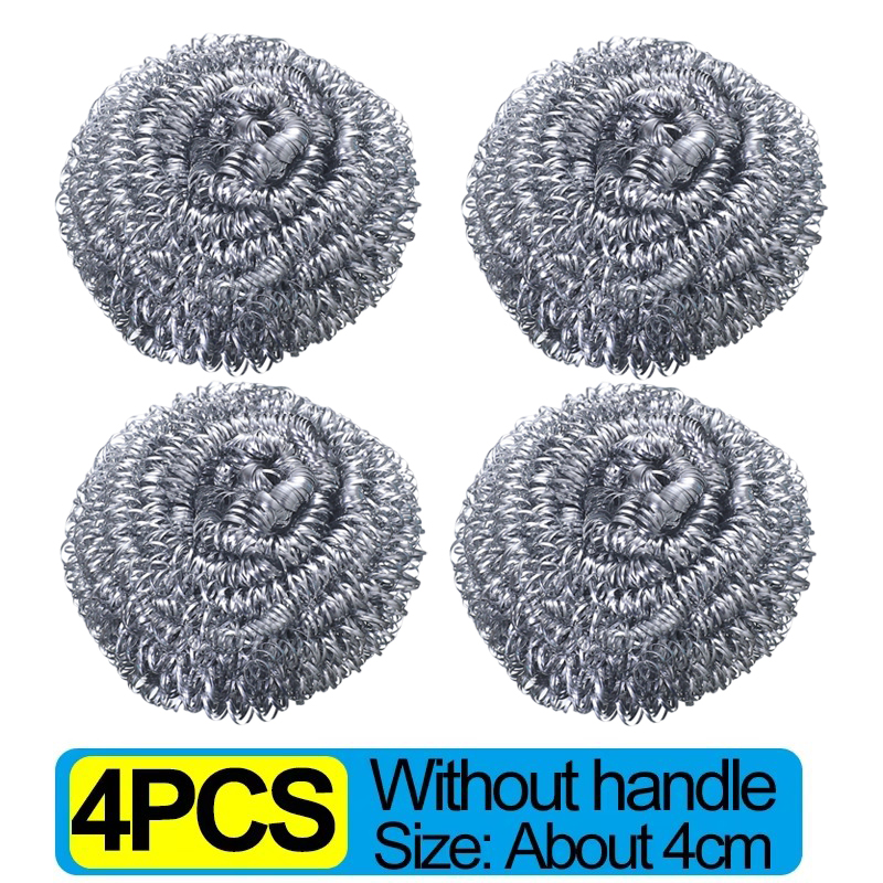 Stainless Steel Kitchen Pot Brush with Handles Dishwashing Wire Ball Heavy Duty Metal Scrubber Household Pot Pan Cleaning Tools: DARK GRAY