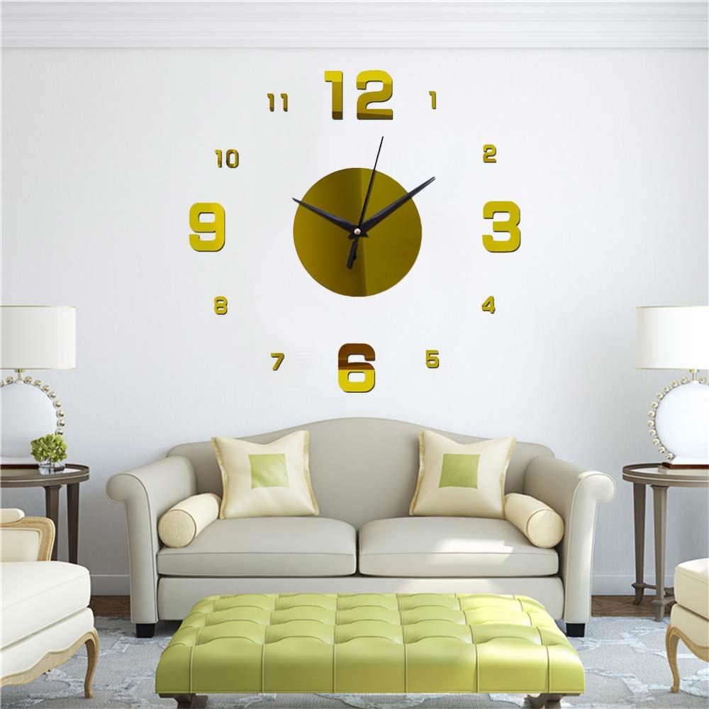 Digital Cool Modern Mirror Wall Clock Wall Clock Sticker Wall Stickers Home Decor Diy Removable Bedroom