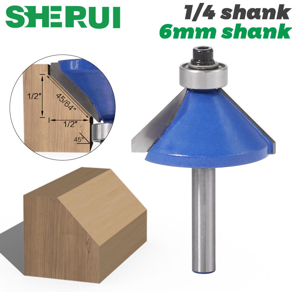 1pc 45Degree Chamfer & Bevel Edging Router Bit - 1/4" Shank 6mm shank- RCTwoodworking cutter woodworking bits