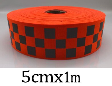 Lille firkantet stof fluorescerende reflekterende båndbånd syet på: 5 cmx 1m rød
