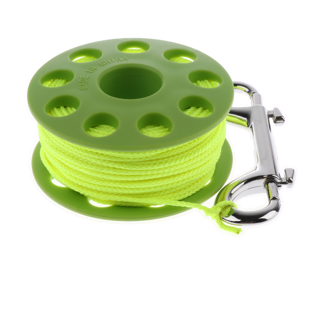 Lichtgewicht Plastic Duiken Snorkelen Wreck en Grot Vinger Spool 30m Guide Line Reel met Double Ended Bolt Snap