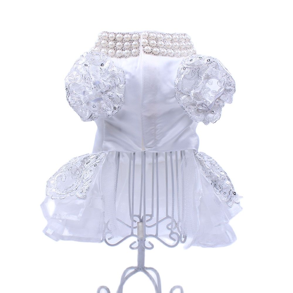 Robe de mariée Tutu en dentelle pour chien et chat, tenue princesse, de perles, pour animaux de compagnie, chiot, vêtements de fête de mariage,