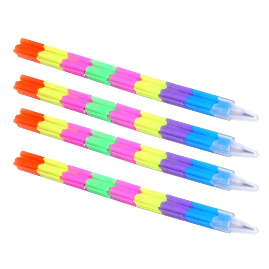 4 Stuks Kleurrijke Leuke Regenboog Plastic Tekening Potlood Voor School Kids Schrijven