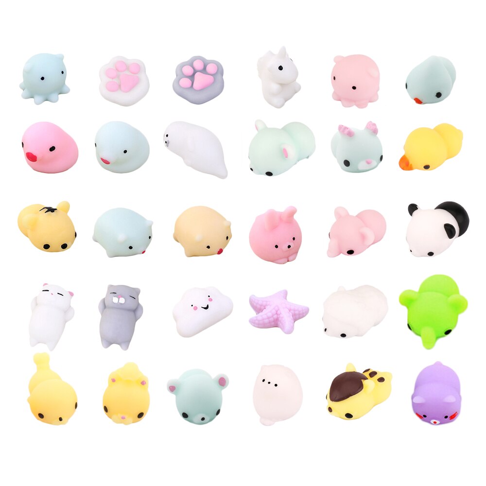 Satkago Kawaii Fidget Toys Pack Soft Squishy Squeeze Toy for Anti Stress Cartoon Animal for Kids Adults Relieves Anxiety: 30pcs without box