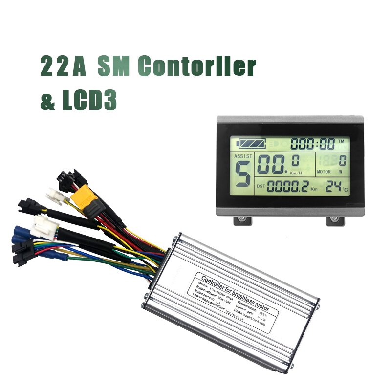 KT-controlador de Motor para bicicleta eléctrica, 36V, 48V, 350W, 500W, 750W, 22A, LCD, con función de luz