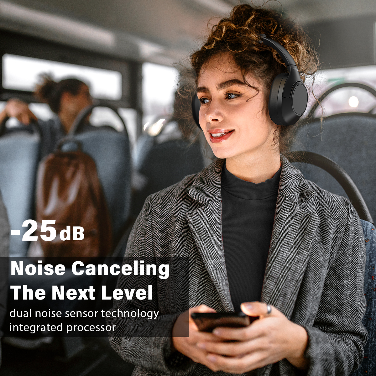 FIFINE Bluetooth wireless headset,Noise Canceling Headphones withe Transparency Mode,Deep Bass,Clear Calls,80H Playtime -X3