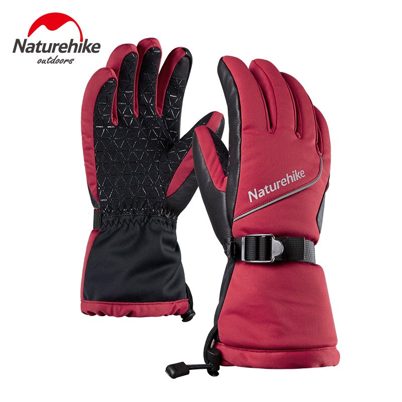 Naturehike snowboardhandschoenen 3m thinsulate waterdichte thermische handschoenen winterbestendige sneeuwhandschoenen winterhandschoenen dames heren skihandschoenen: Karmozijnrood / Xl