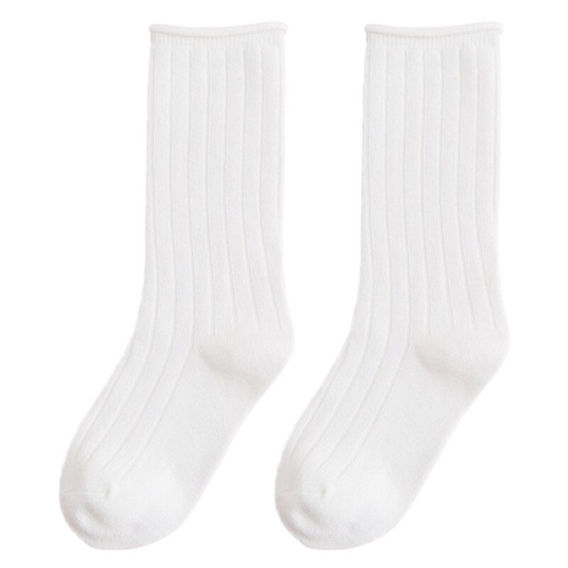 Kinderen meisjes lange laarzen sokken effen snoepkleur beenwarmer verticale streep slang: 1- witte / Ik
