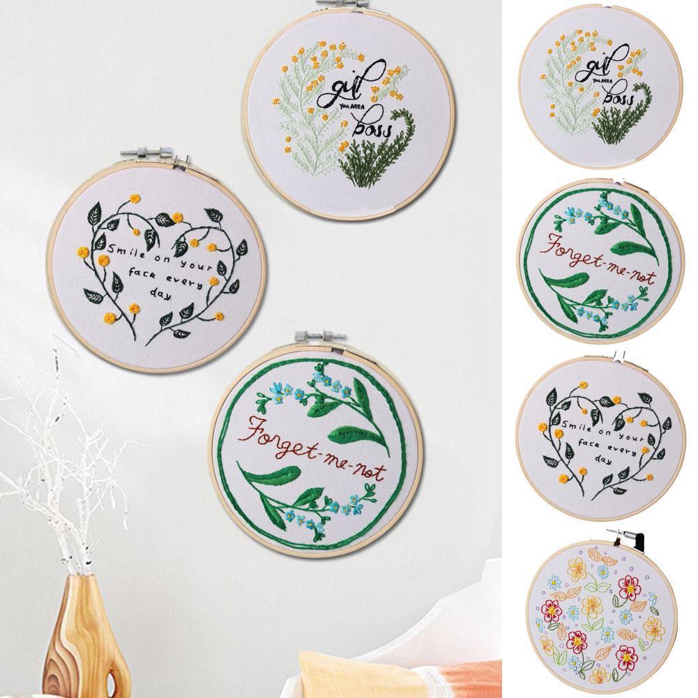 3D DIY Embroidery Materials Package Plant Heart Handcraft Embroidery Kits For Beginners Embroidery Frame Sewing Set J1P6