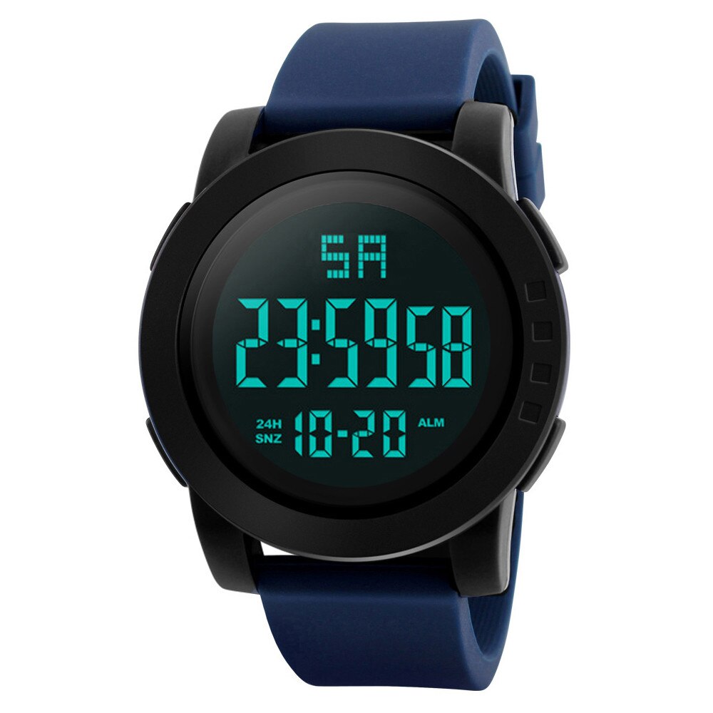 Klassieke Mannen Sport Horloge Waterdicht Multifunctionele Led Lichtgevende Stopwatch Horloges Voor Volwassen: Blue 
