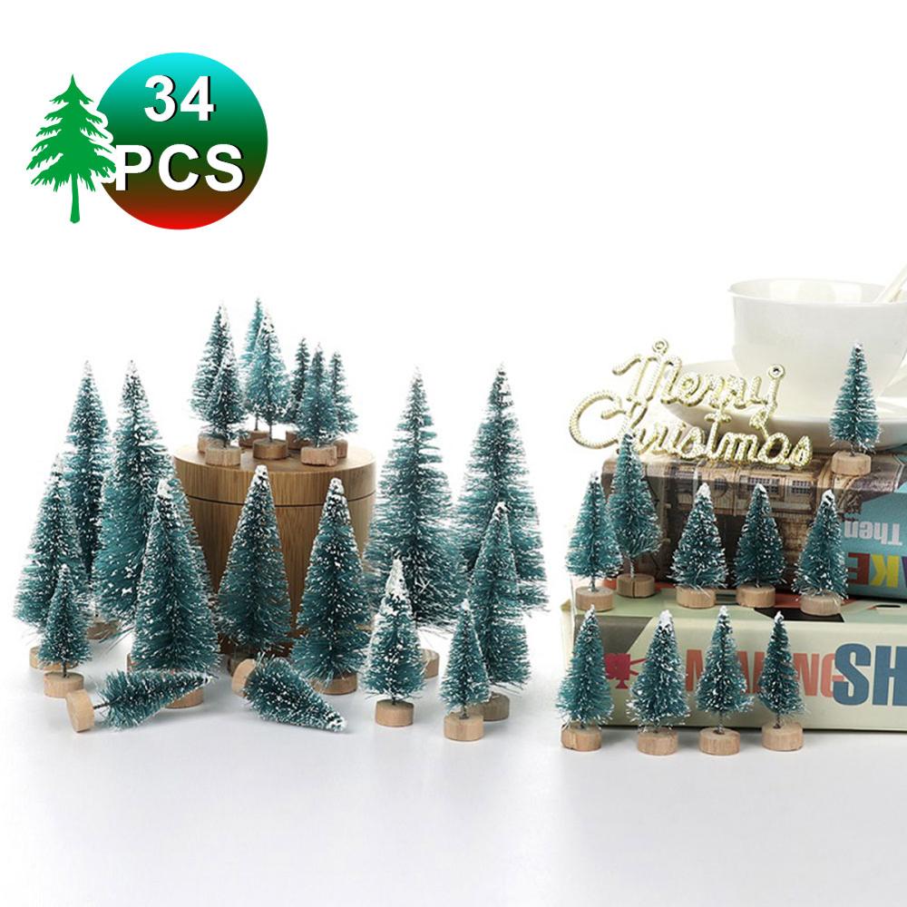 34pcs Artificial Decorated Christmas Tree Green X-mas Plastic Tree Year Home Ornaments Desktop Decor Christmas Tree CSV