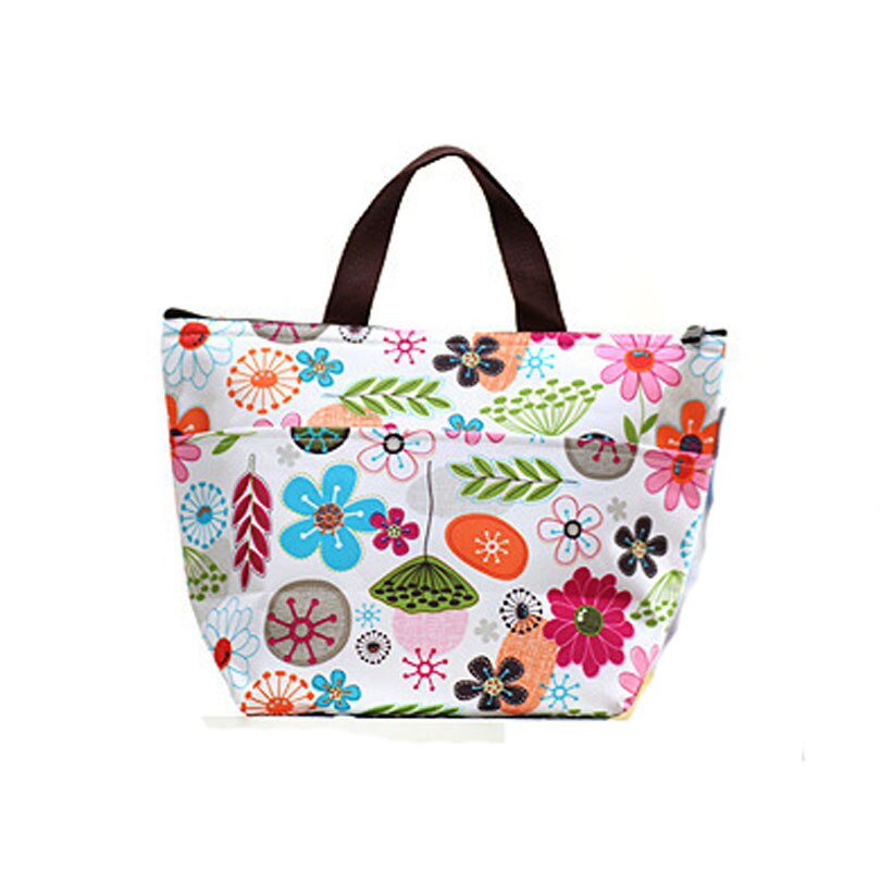 Kid Cherry Patroon Waterdichte Oxford Tote Lunch Tas Grote Capaciteit Thermische Voedsel Picknick Lunch Tas voor Vrouwen Mannen Cooler Lunch doos: White
