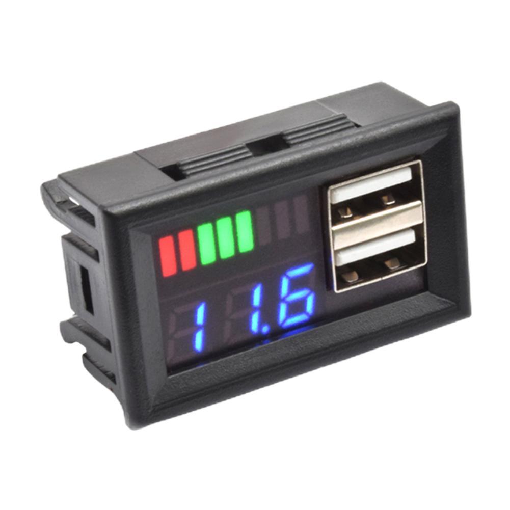 Digitale Blei Säure Lithium Batterie Kapazität Anzeige Dual USB Voltmeter Tester Spannung Meter 12/24V Auto Elektrische Motorrad