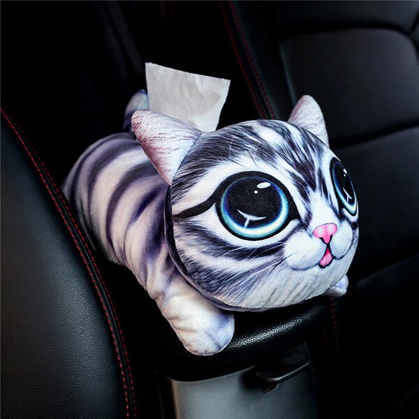 Cartoon Auto Zonneklep Tissue Houder Tas multifunctionele Auto Styling Tissue Doos Armsteun Doos Zetel Servet Papier Opbergtas auto Organizer: Big Eye Cat